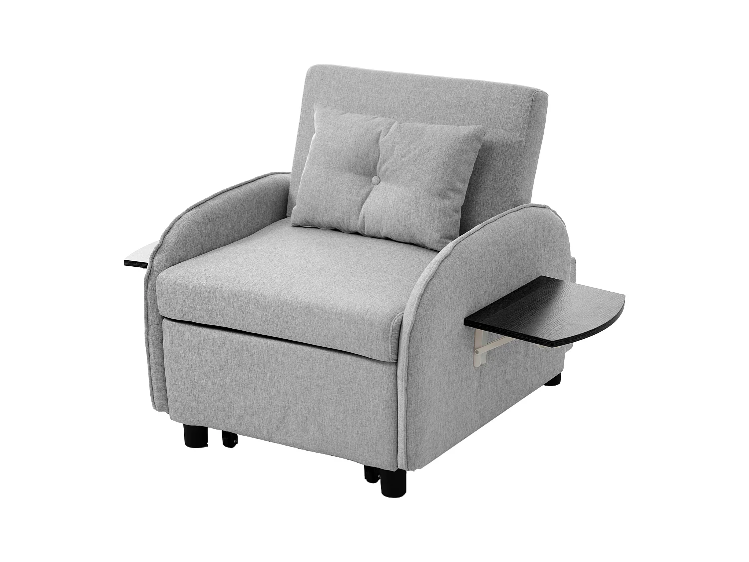 Sofá cama individual extraíble multifuncional: con función de cama, sillón y sillón, sofá cama ajustable en tres posiciones, mesas de té plegables