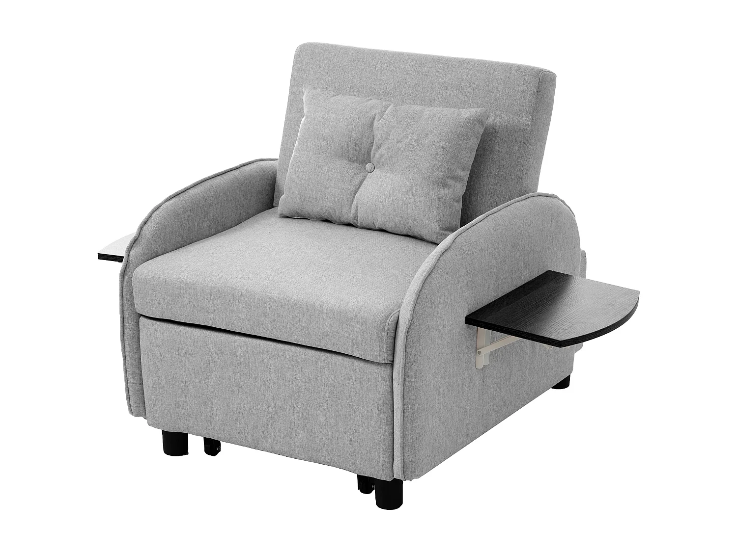 Sofá-cama individual multifuncional com função de cama, poltrona e cadeirão, sofá-cama ajustável em três direções, mesas de chá dobráveis