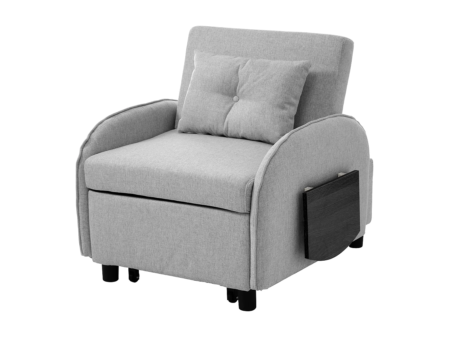 Sofá-cama individual multifuncional com função de cama, poltrona e cadeirão, sofá-cama ajustável em três direções, mesas de chá dobráveis