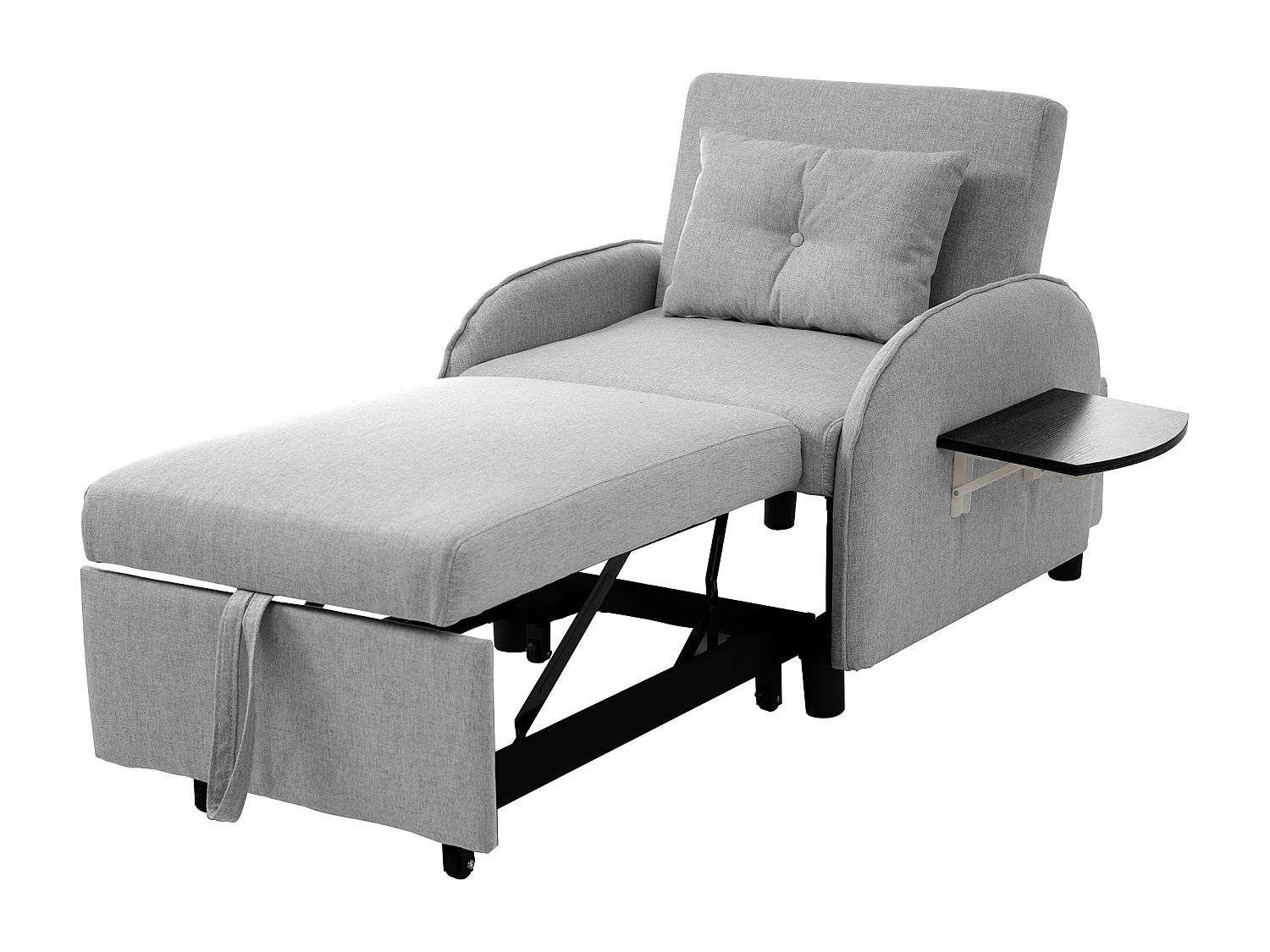 Sofá-cama individual multifuncional com função de cama, poltrona e cadeirão, sofá-cama ajustável em três direções, mesas de chá dobráveis