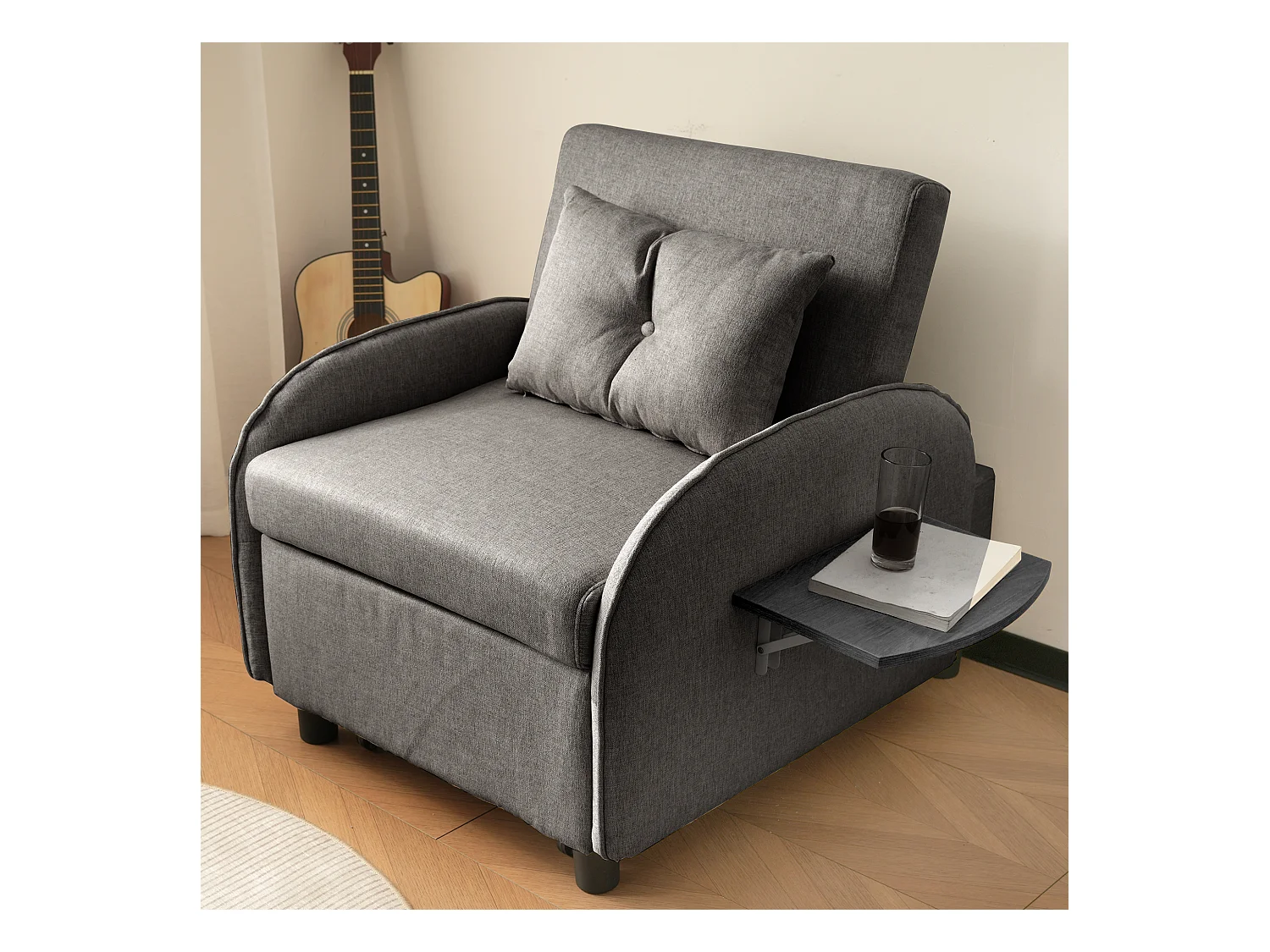 Multifunctionele uitschuifbare eenpersoons slaapbank – met bedfunctie, loungestoel en fauteuil, drievoudig verstelbare slaapbank, opklapbare theetafels