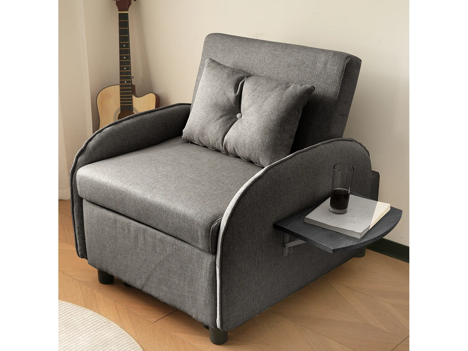 Multifunktionales ausziehbares Einzel-Schlafsofa – mit Bettfunktion, Liegestuhl und Sessel, dreifach verstellbares Sofa-Bett, klappbaren Teetischen