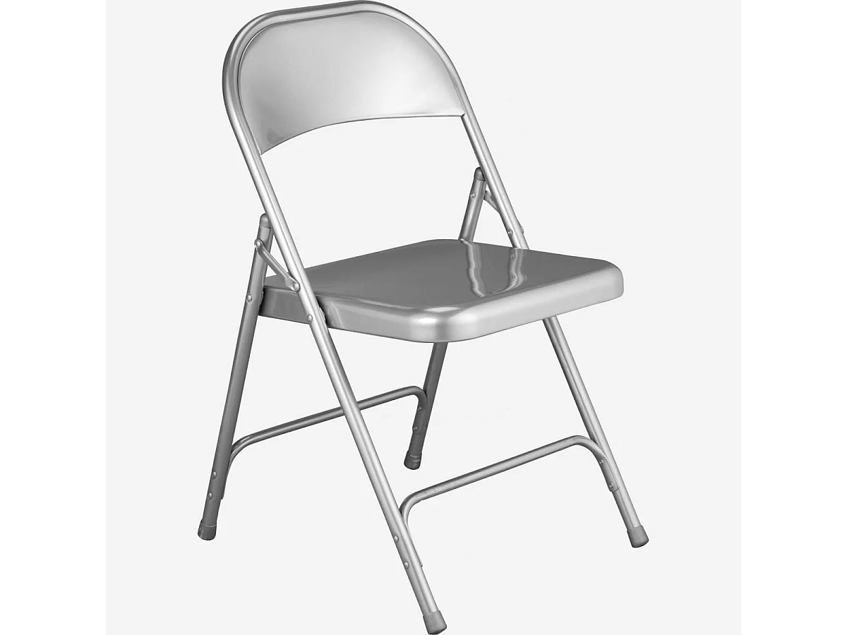 Habitat - Lot de 4 chaises pliantes en acier laqué - Gris métallisé - Macadam