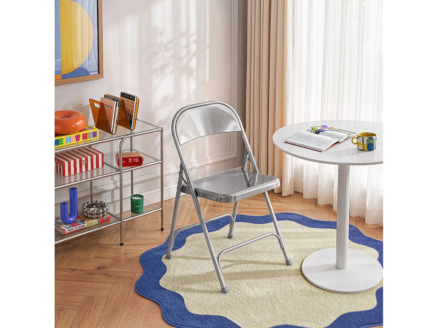 Habitat - Chaise pliante en acier laqué - Gris métallisé - Macadam