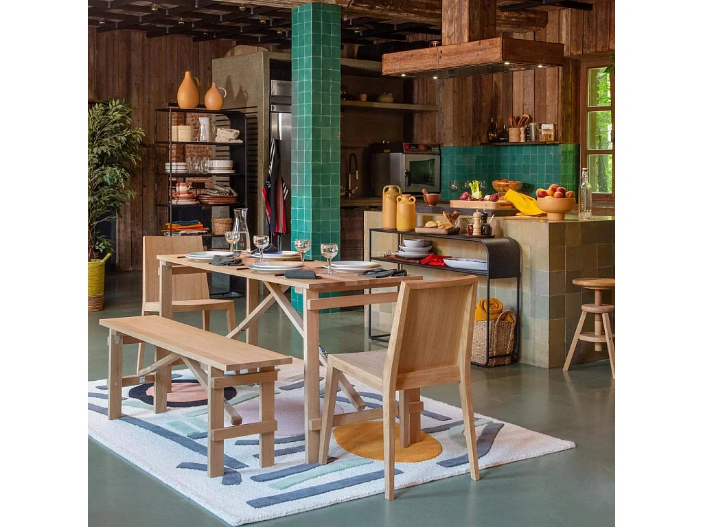 Habitat - Table pliante en chêne massif - Tapissier