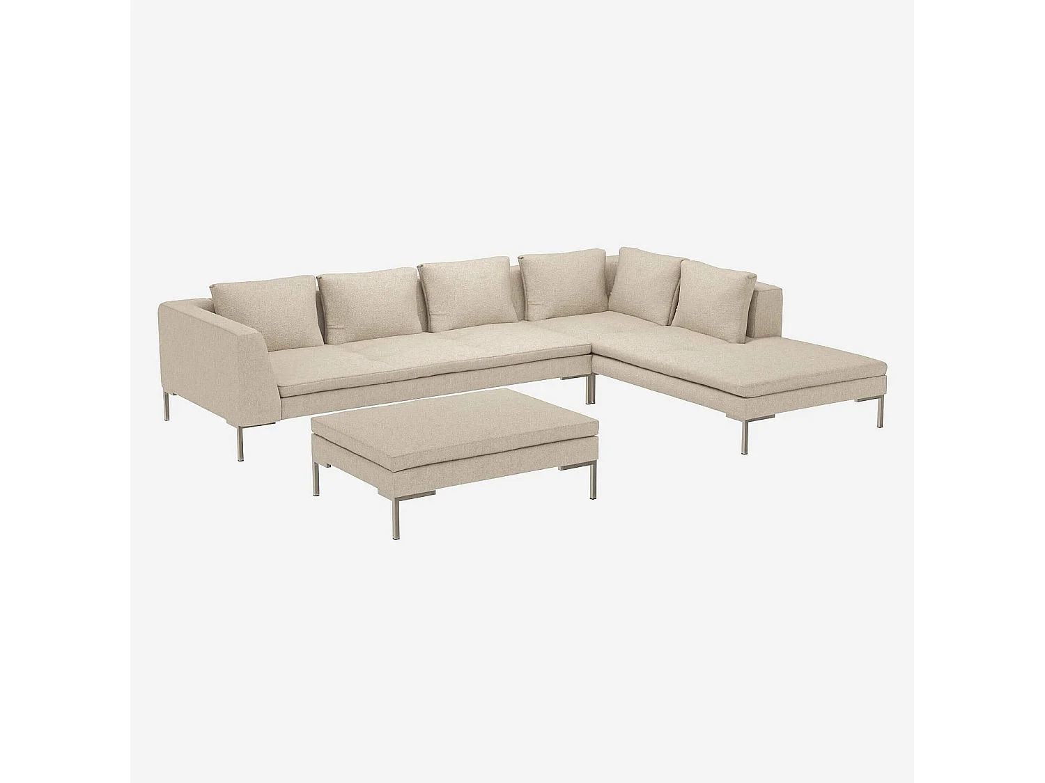 Habitat - Repose-pieds en tissu Lucca - Blanc mastic - Montino