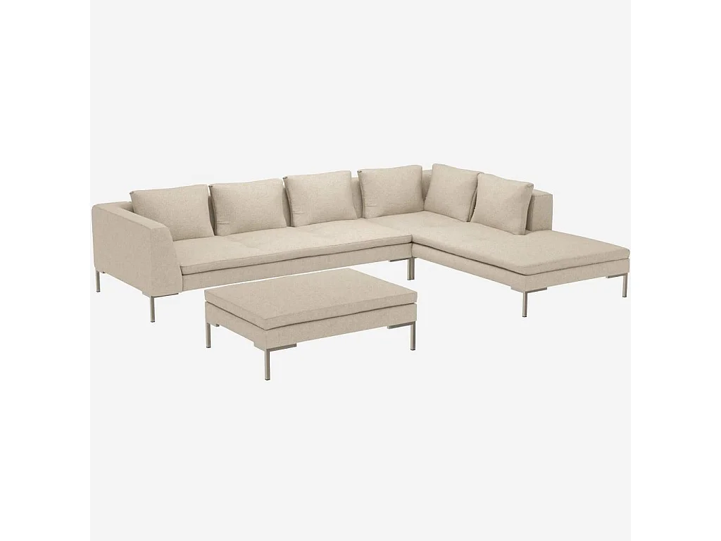 Habitat - Repose-pieds en tissu Lucca - Blanc mastic - Montino