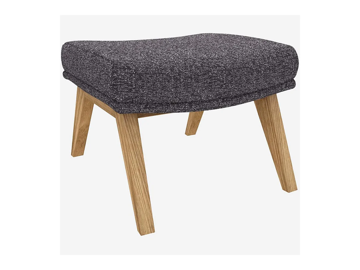 Habitat - Repose-pieds en tissu Lucca - Bleu zingué - Pieds chêne - Dena