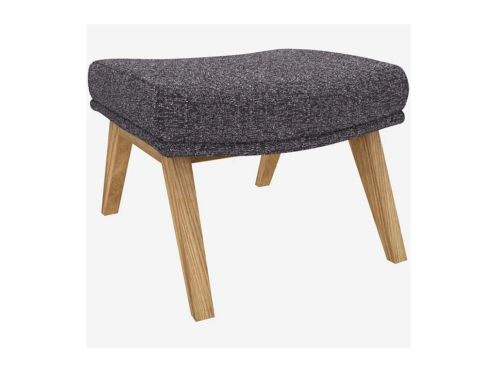 Habitat - Repose-pieds en tissu Lucca - Bleu zingué - Pieds chêne - Dena