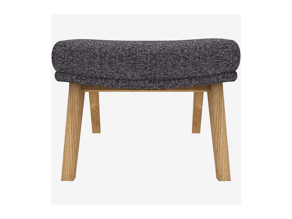 Habitat - Repose-pieds en tissu Lucca - Bleu zingué - Pieds chêne - Dena