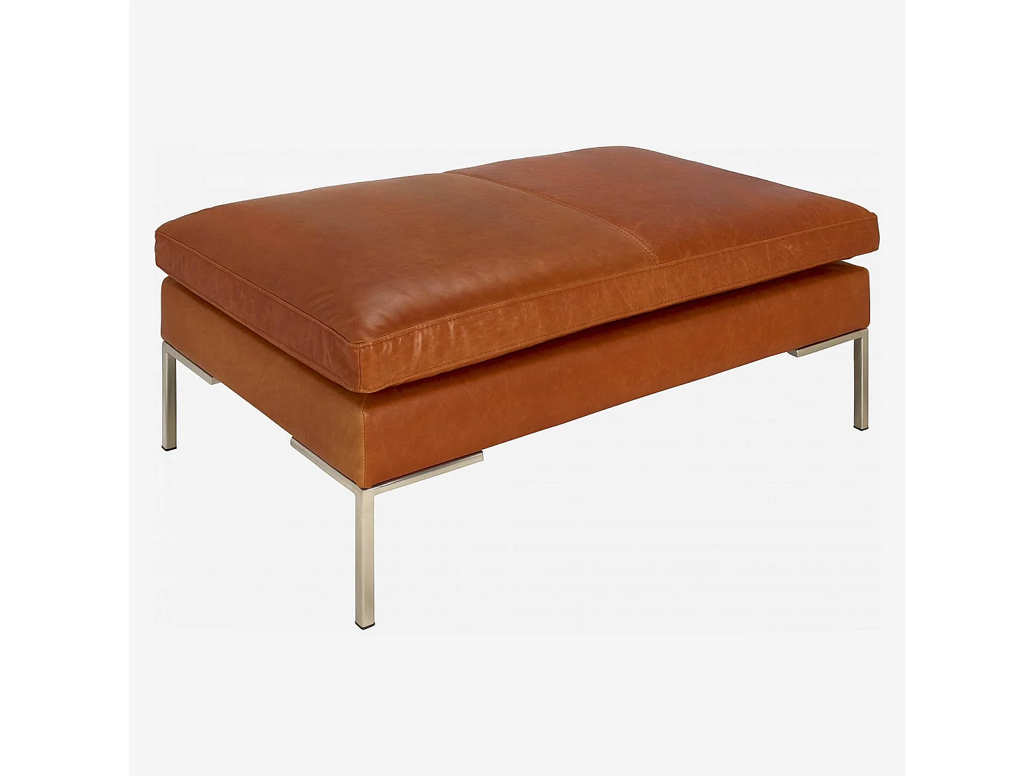 Habitat - Repose-pieds en cuir Vintage Leather - Marron cognac - Montino