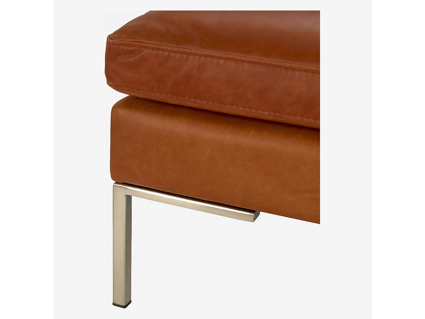 Habitat - Repose-pieds en cuir Vintage Leather - Marron cognac - Montino