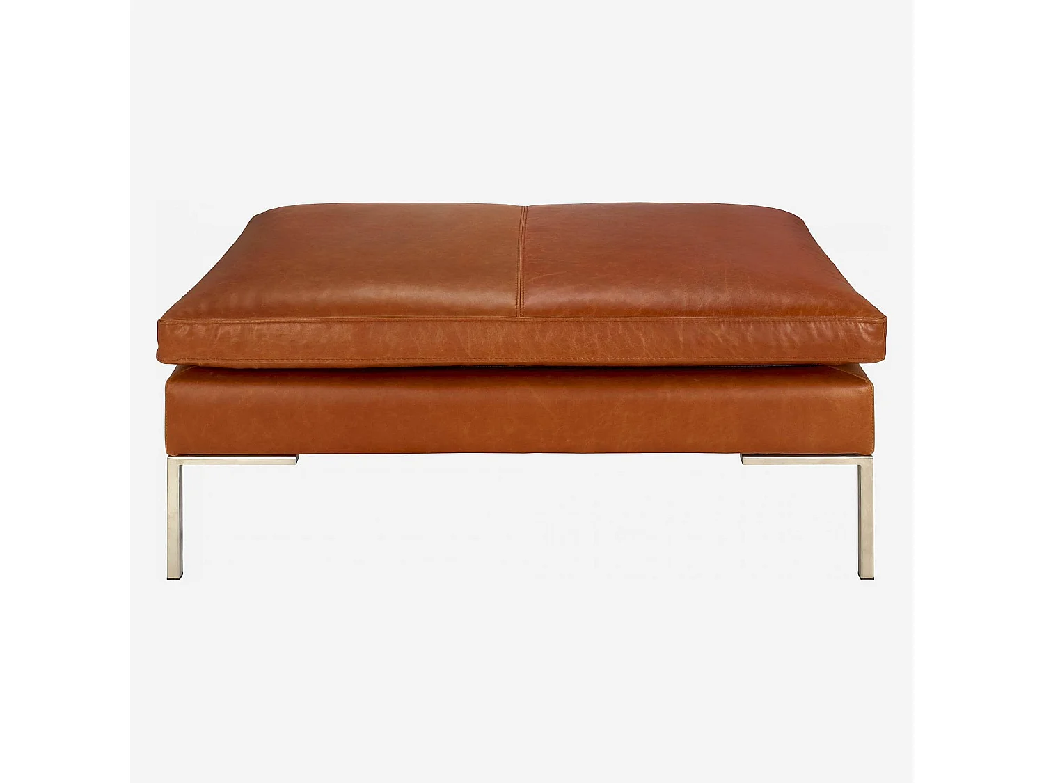 Habitat - Repose-pieds en cuir Vintage Leather - Marron cognac - Montino