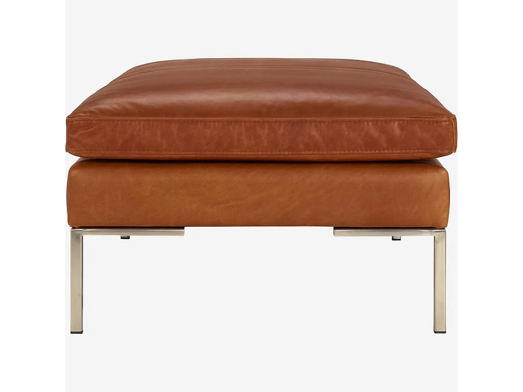 Habitat - Repose-pieds en cuir Vintage Leather - Marron cognac - Montino