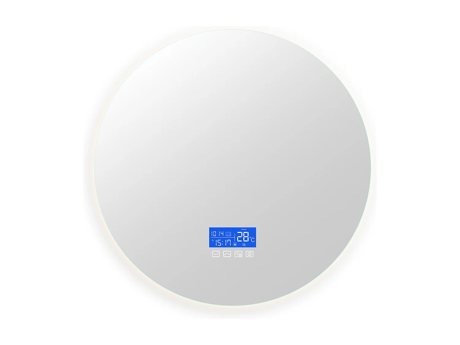 Espejo de baño, pantalla de temperatura, función antivaho, ajuste de brillo, D100CM