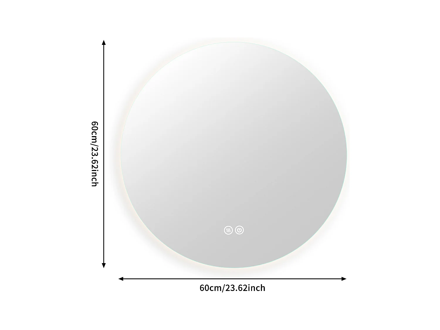 Espelho de banheiro, função antiembaçante, ajuste de brilho em três velocidades, D60cm