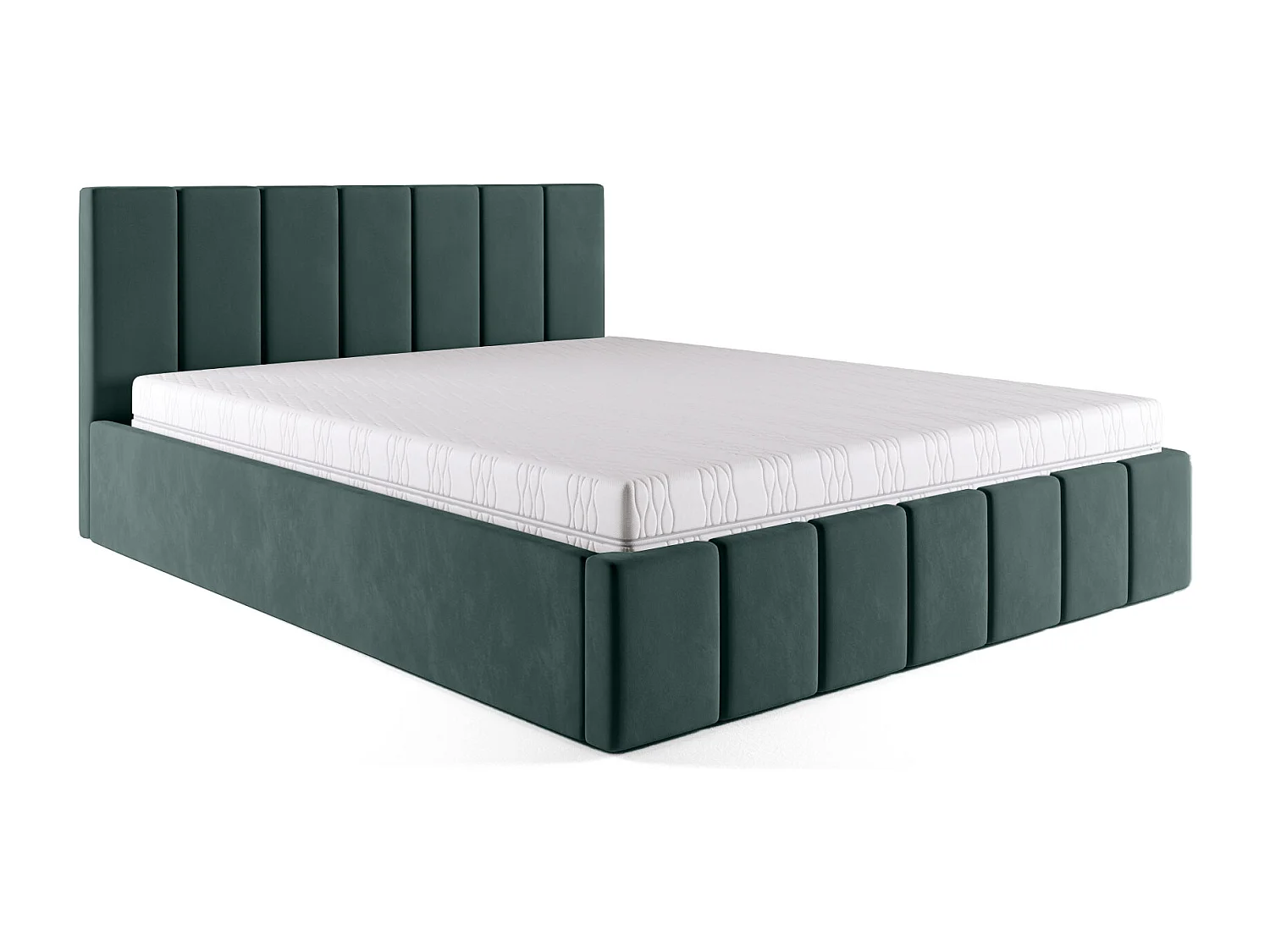 LIT TAPISSÉ Tissu Velvet Matelas Karpela 120x200 cm, Vert foncé