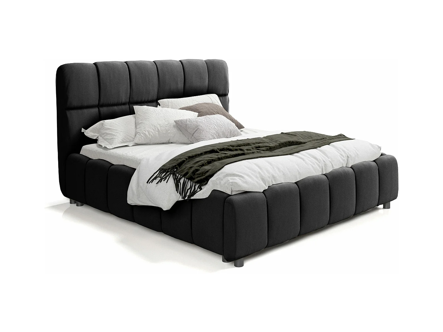 LIT TAPISSÉ avec coffre de lit Sardinia, matelas 160x200 cm, noir (Magic Velvet 2272)