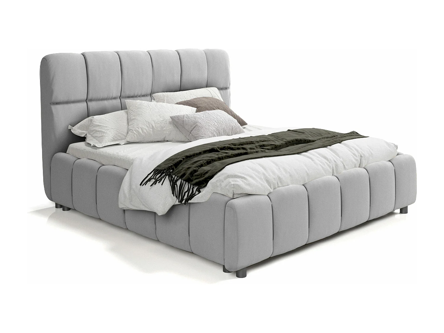 LIT TAPISSÉ avec coffre de lit Sardinia 160x200 cm, gris (Magic Velvet 2240)