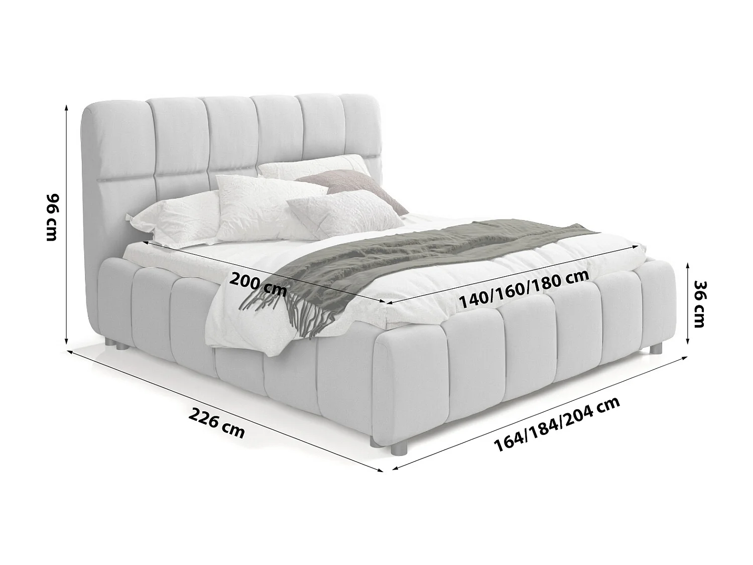 LIT TAPISSÉ avec coffre de lit Sardinia 160x200 cm, gris (Magic Velvet 2240)