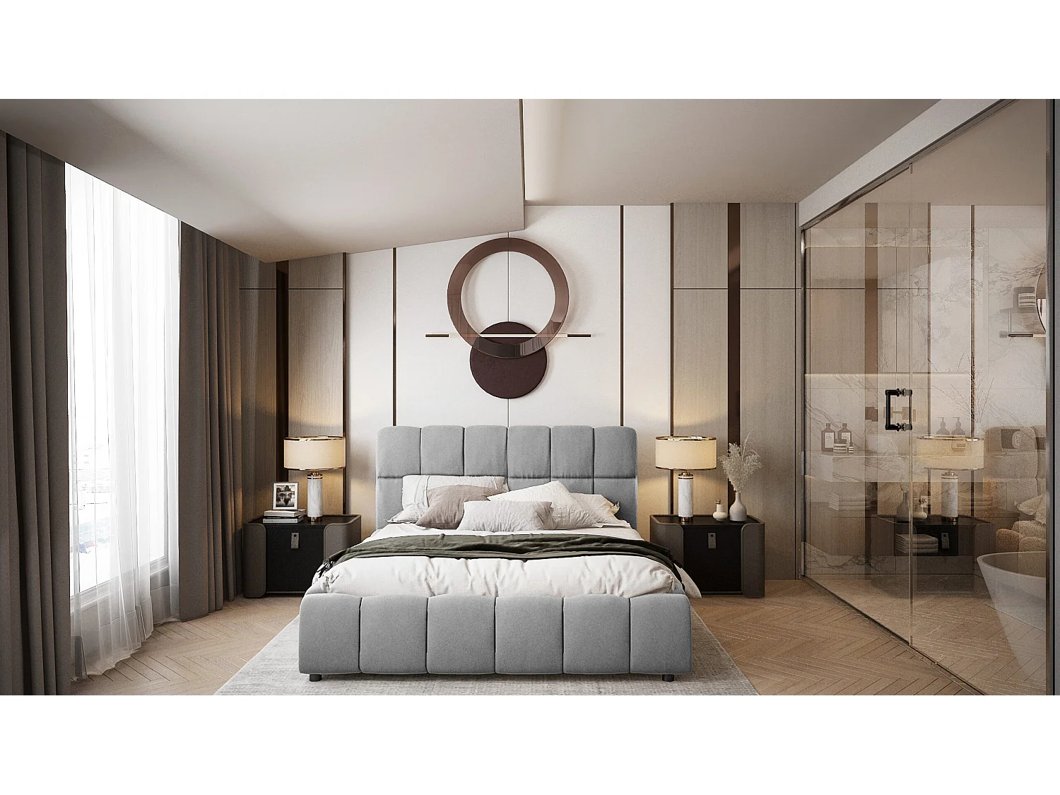 LIT TAPISSÉ avec coffre de lit Sardinia 160x200 cm, gris (Magic Velvet 2240)