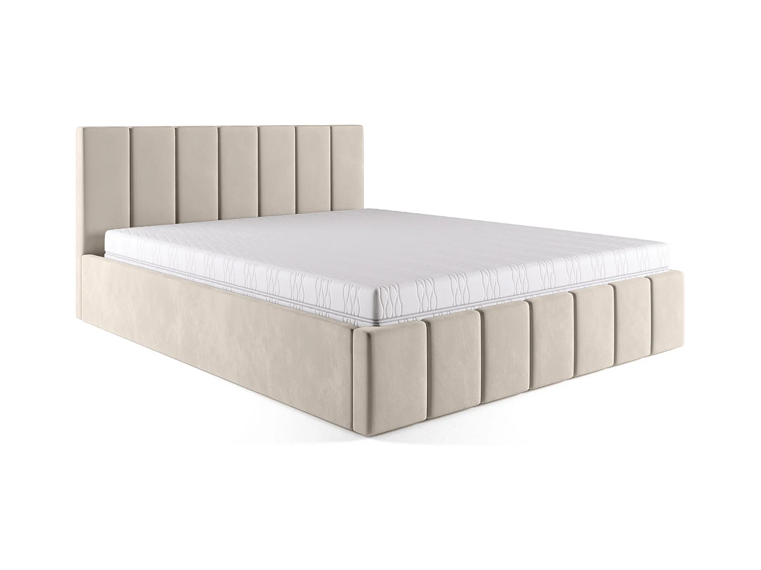 POLSTERBETT Stoff Velvet Matratze Karpela 140x200 cm, Creme