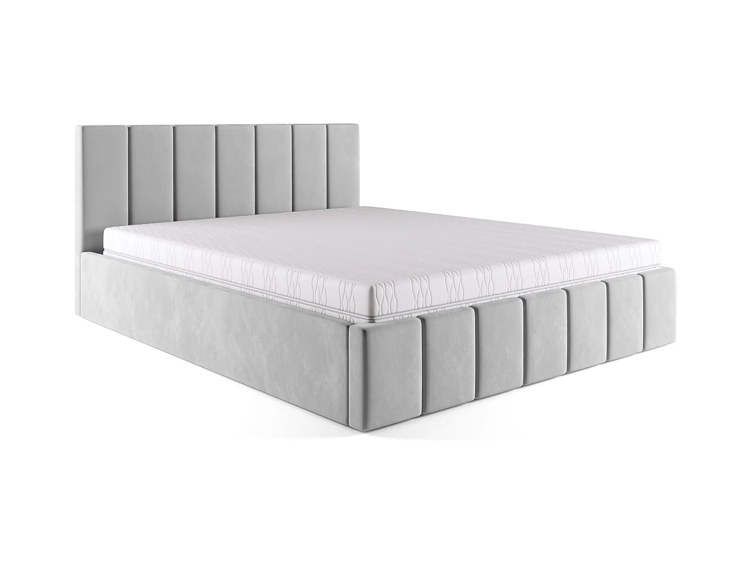 LIT TAPISSÉ Tissu Velvet Karpela 180x200 cm, Gris clair