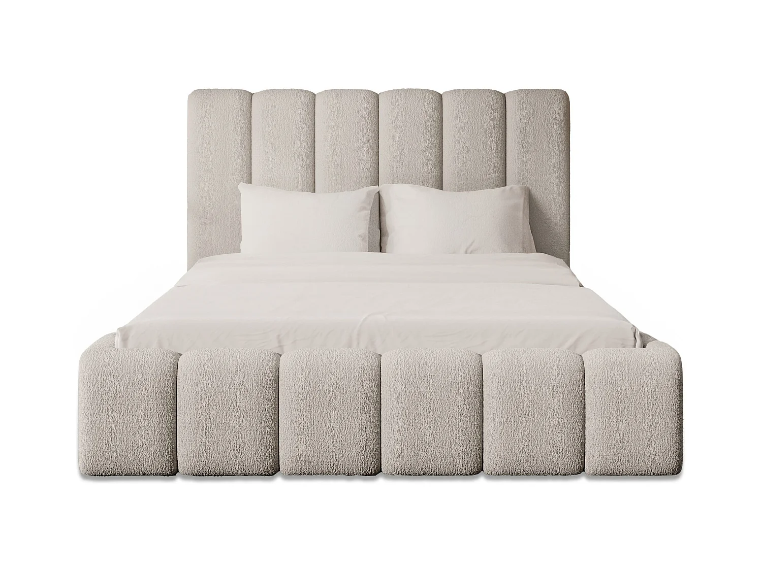 POLSTERBETT mit Bettkasten Matratze Andorf 140x200 cm, Hellbeige ( Abriamo 3 - Boucle)