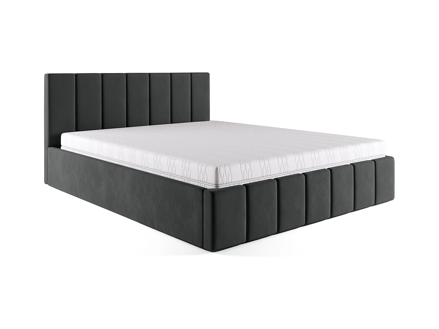 POLSTERBETT Stoff Velvet Matratze Karpela 140x200 cm, Schwarz