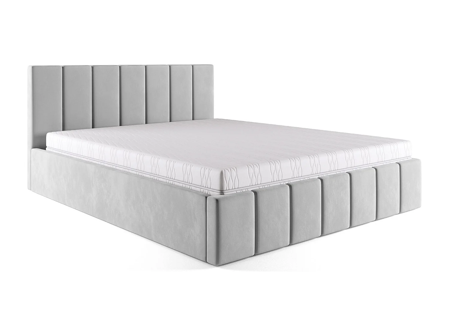 LIT TAPISSÉ Tissu Velvet Karpela 160x200 cm, Gris clair