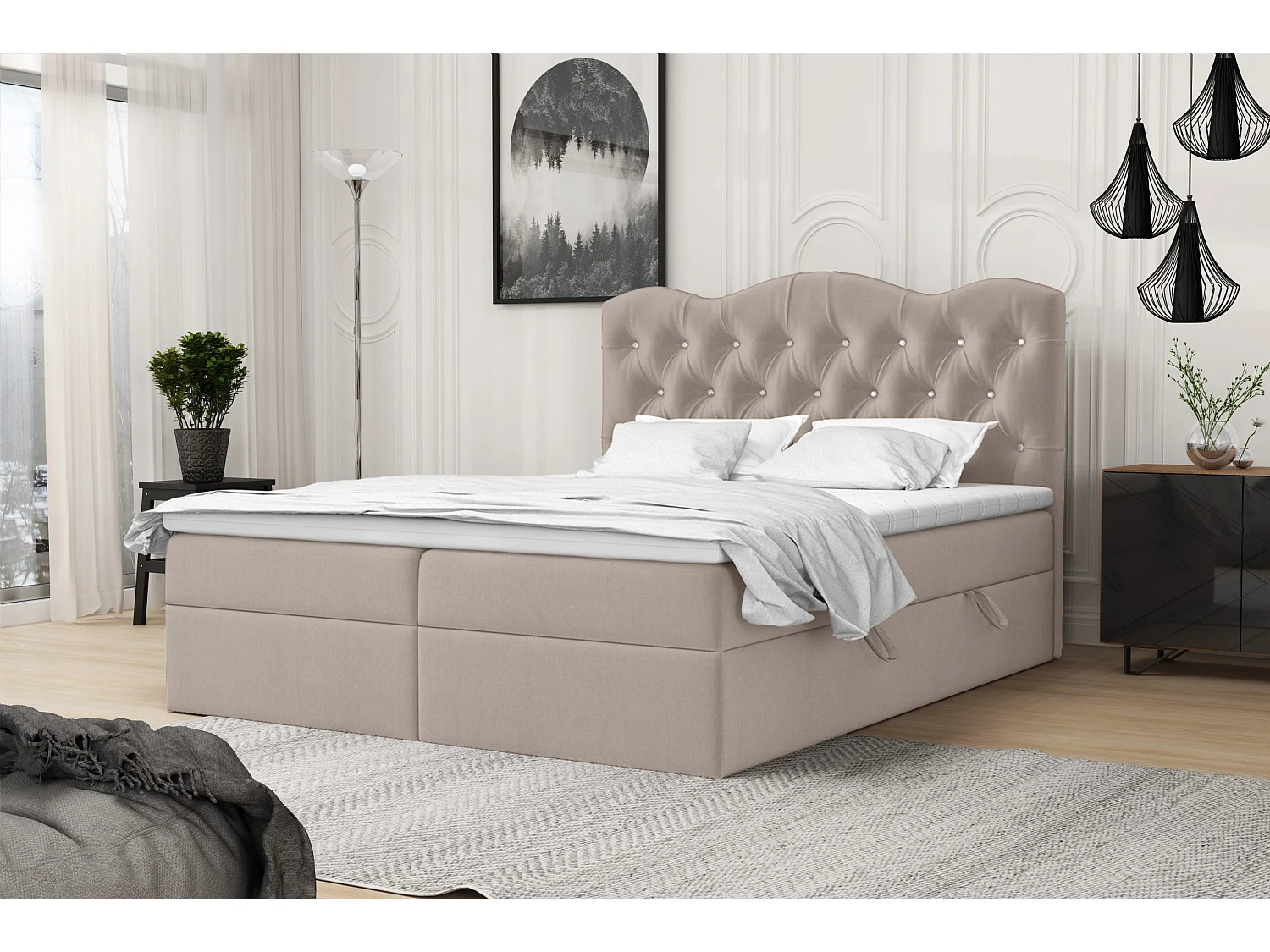BOXSPRINGBETT mit Bettkasten und Topper Melissa 160x200 cm, Soro 23 (Beige)