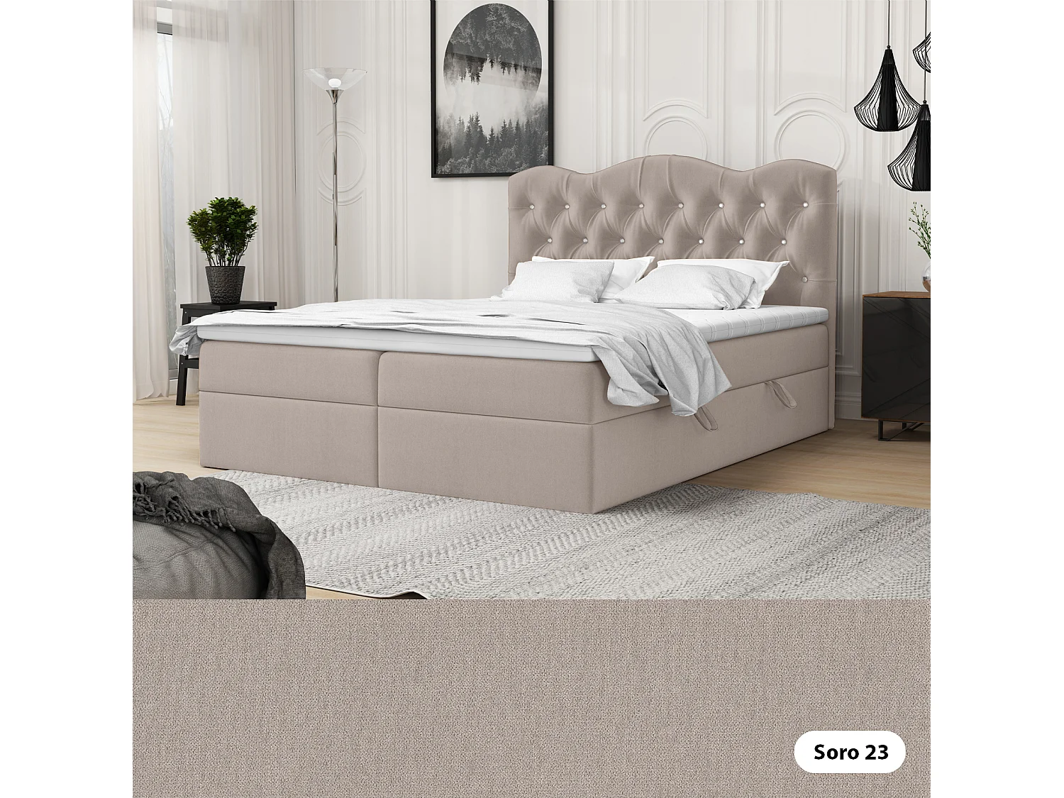 BOXSPRINGBETT mit Bettkasten und Topper Melissa 160x200 cm, Soro 23 (Beige)
