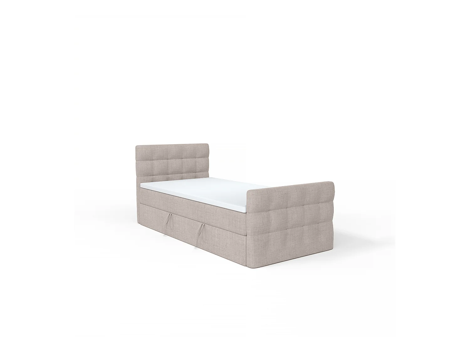 LIT BOXSPRING avec coffre de lit et surmatelas Loures Lux Mini côté gauche 90x200 cm, beige-gris (soro 13)