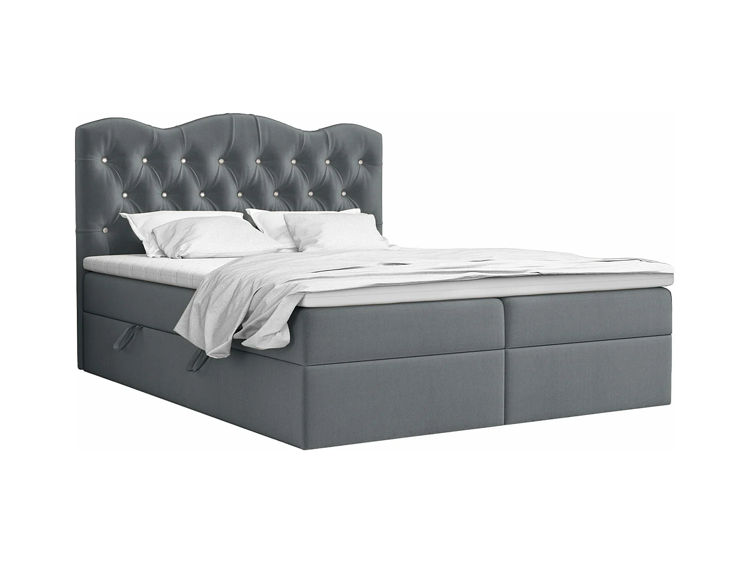 BOXSPRINGBETT mit Bettkasten und Topper Melissa 140x200 cm, Matt Velvet 85 (Grau)