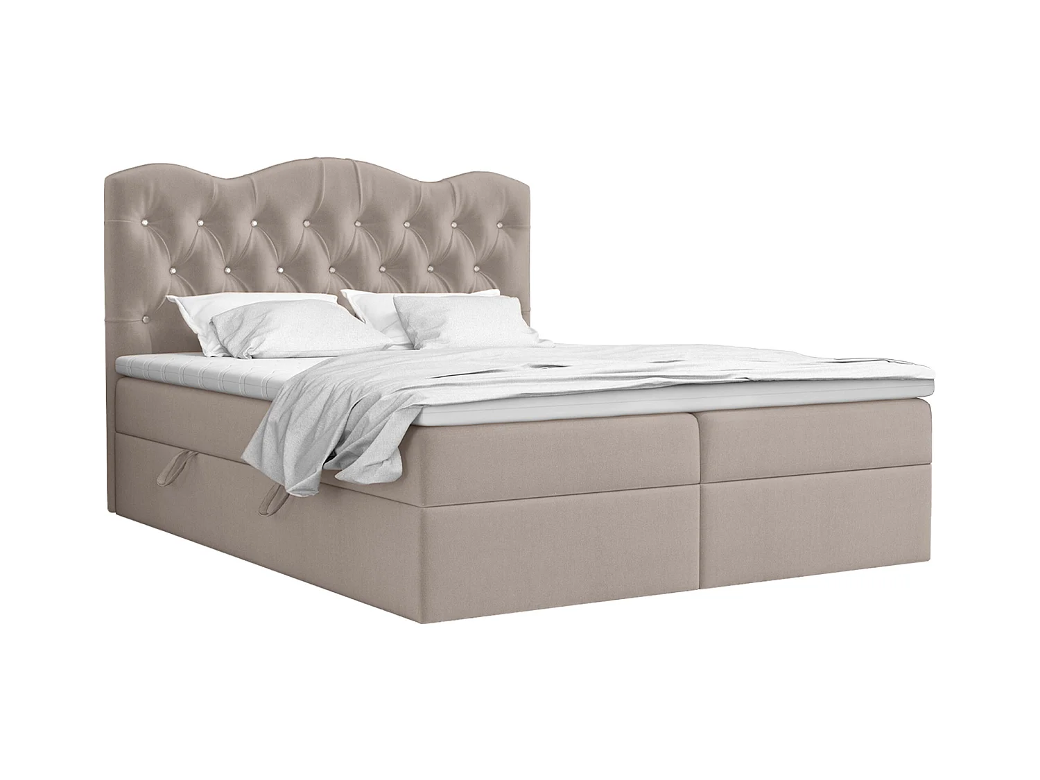 LIT BOXSPRING avec coffre et surmatelas Melissa 140x200 cm, Soro 23 (Beige)