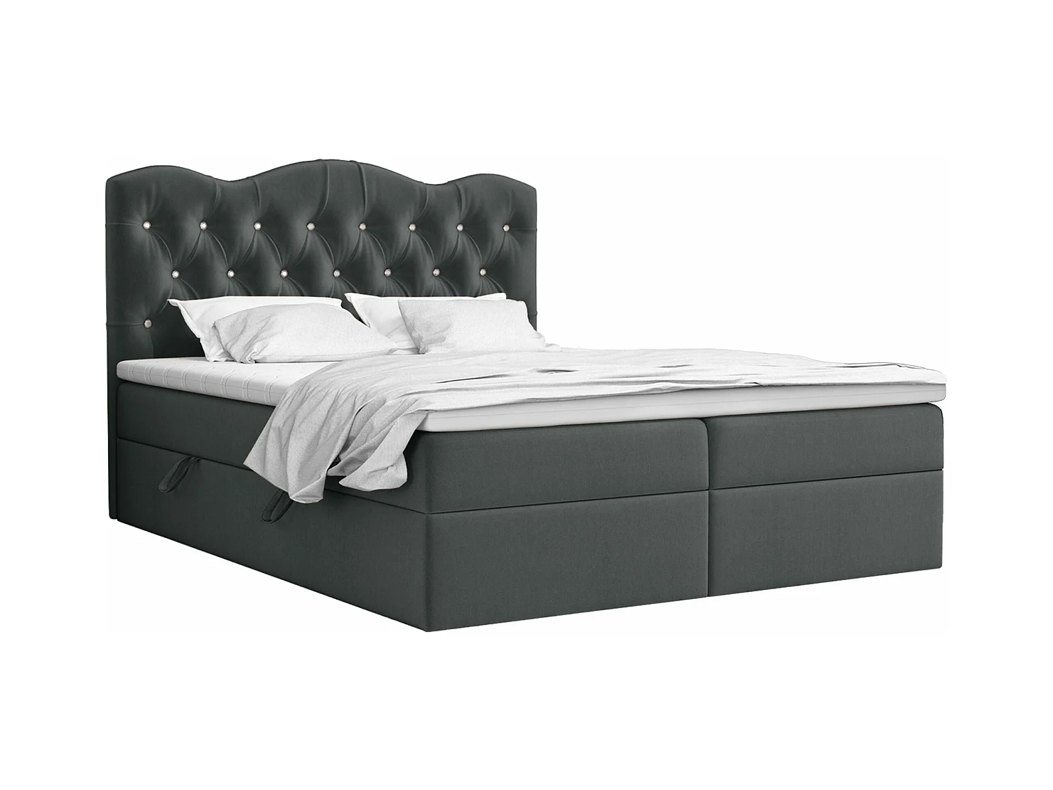 BOXSPRINGBETT mit Bettkasten und Topper Melissa 200x200 cm, Kronos 22 (Grau)