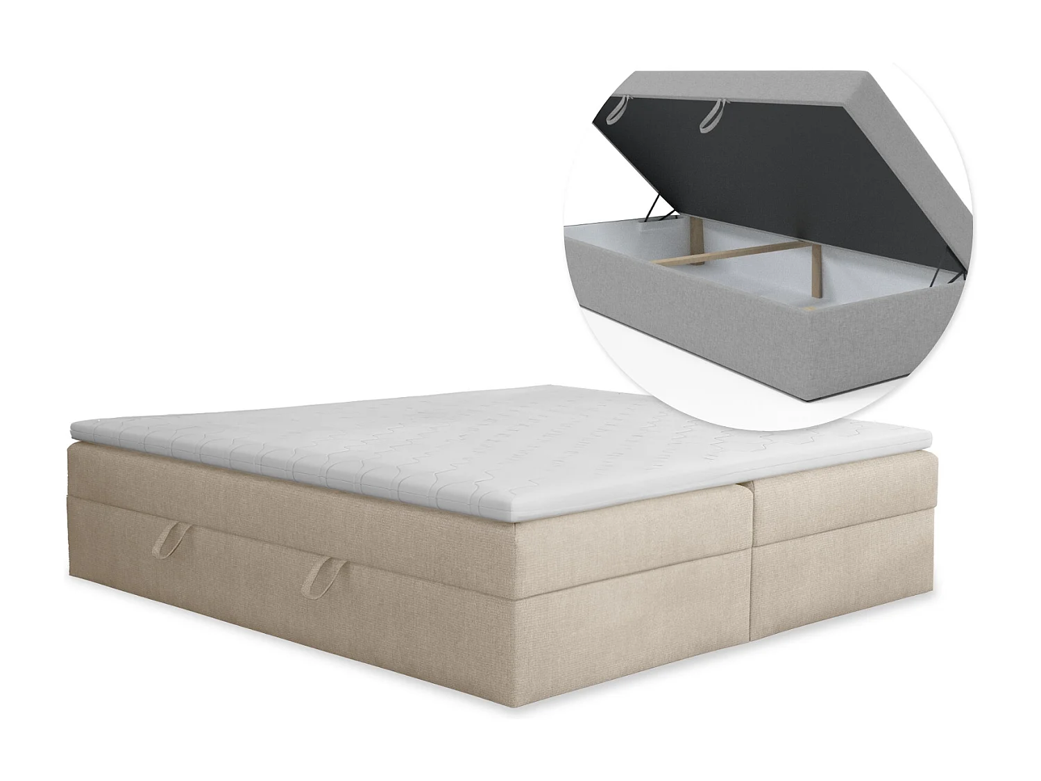LIT BOXSPRING avec coffre de lit et surmatelas 160x200 cm, soro 21 – beige.