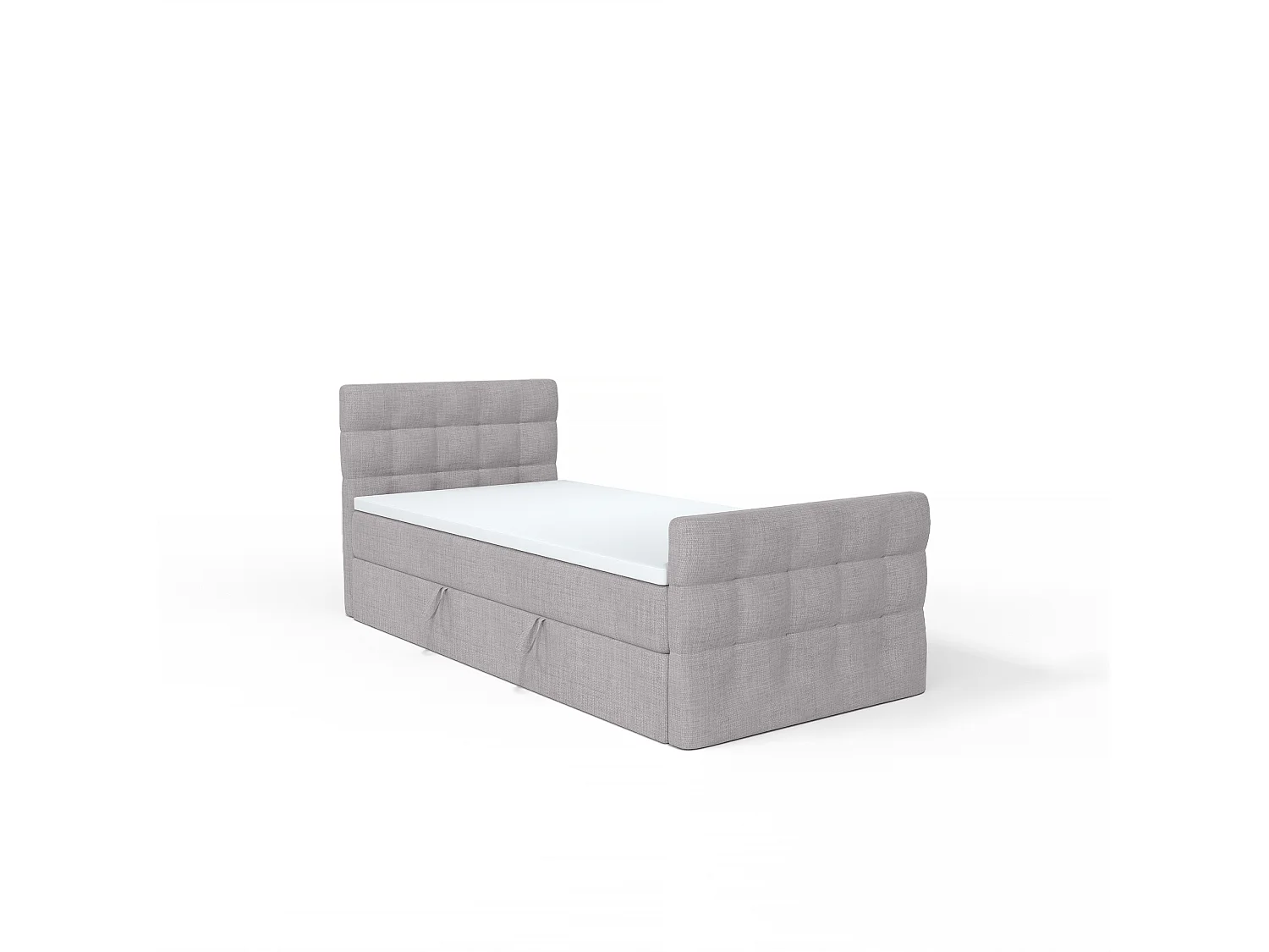 LIT BOXSPRING avec coffre de lit et surmatelas Loures Lux Mini côté gauche 100x200 cm, gris (soro 90)