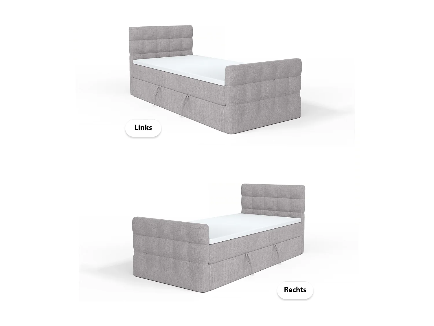 LIT BOXSPRING avec coffre de lit et surmatelas Loures Lux Mini côté gauche 100x200 cm, gris (soro 90)