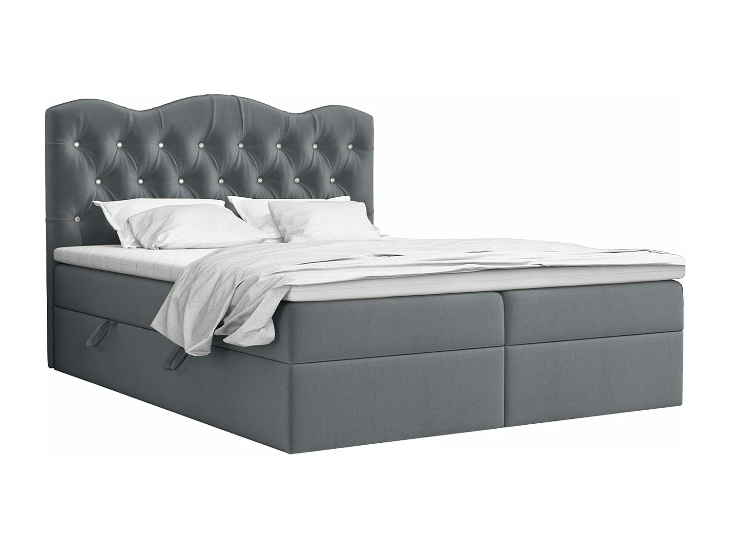 BOXSPRINGBETT mit Bettkasten und Topper Melissa 160x200 cm, Matt Velvet 85 (Grau)