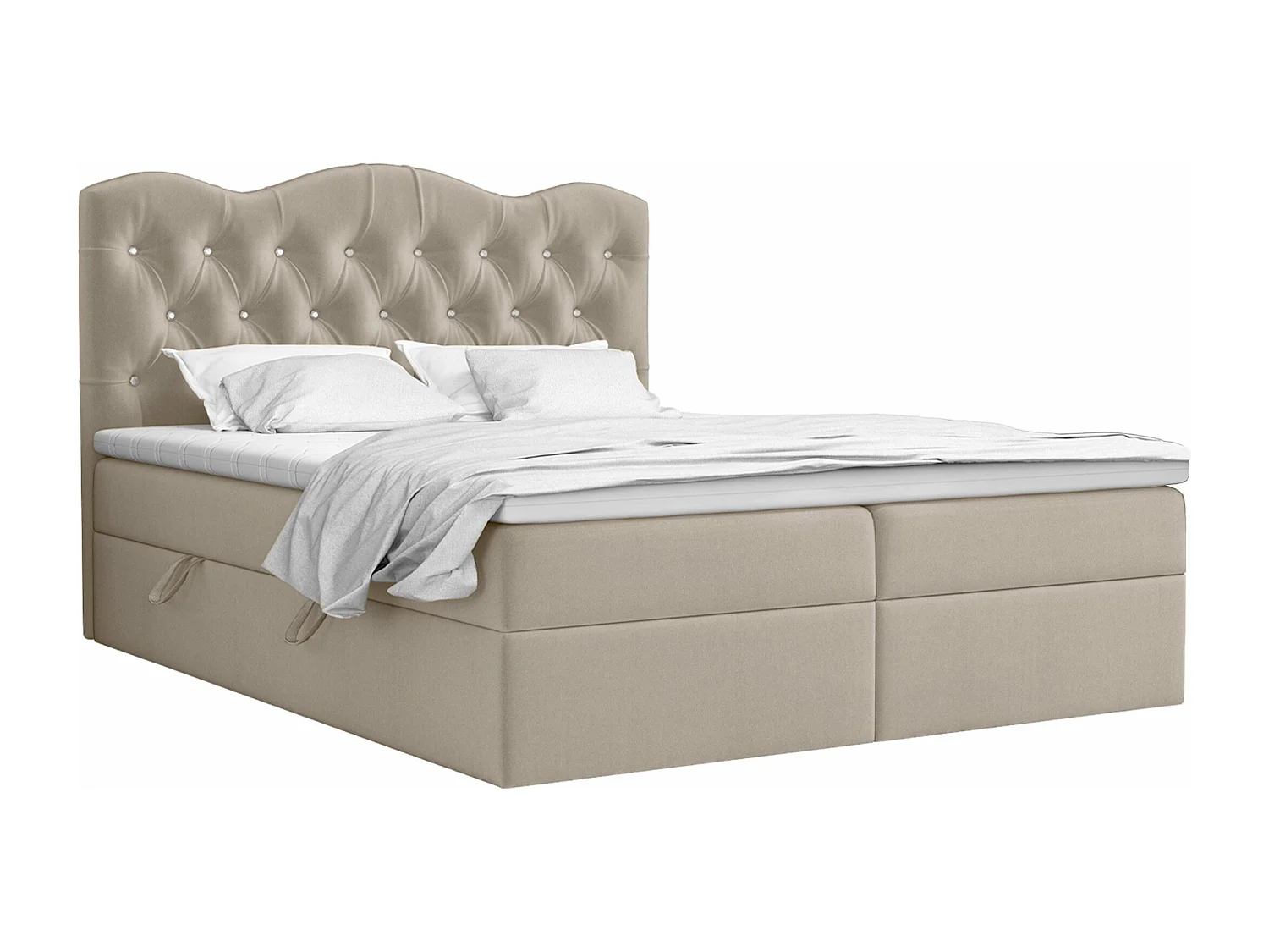 BOXSPRINGBETT mit Bettkasten und Topper Melissa 160x200 cm, Matt Velvet 6 (Beige)