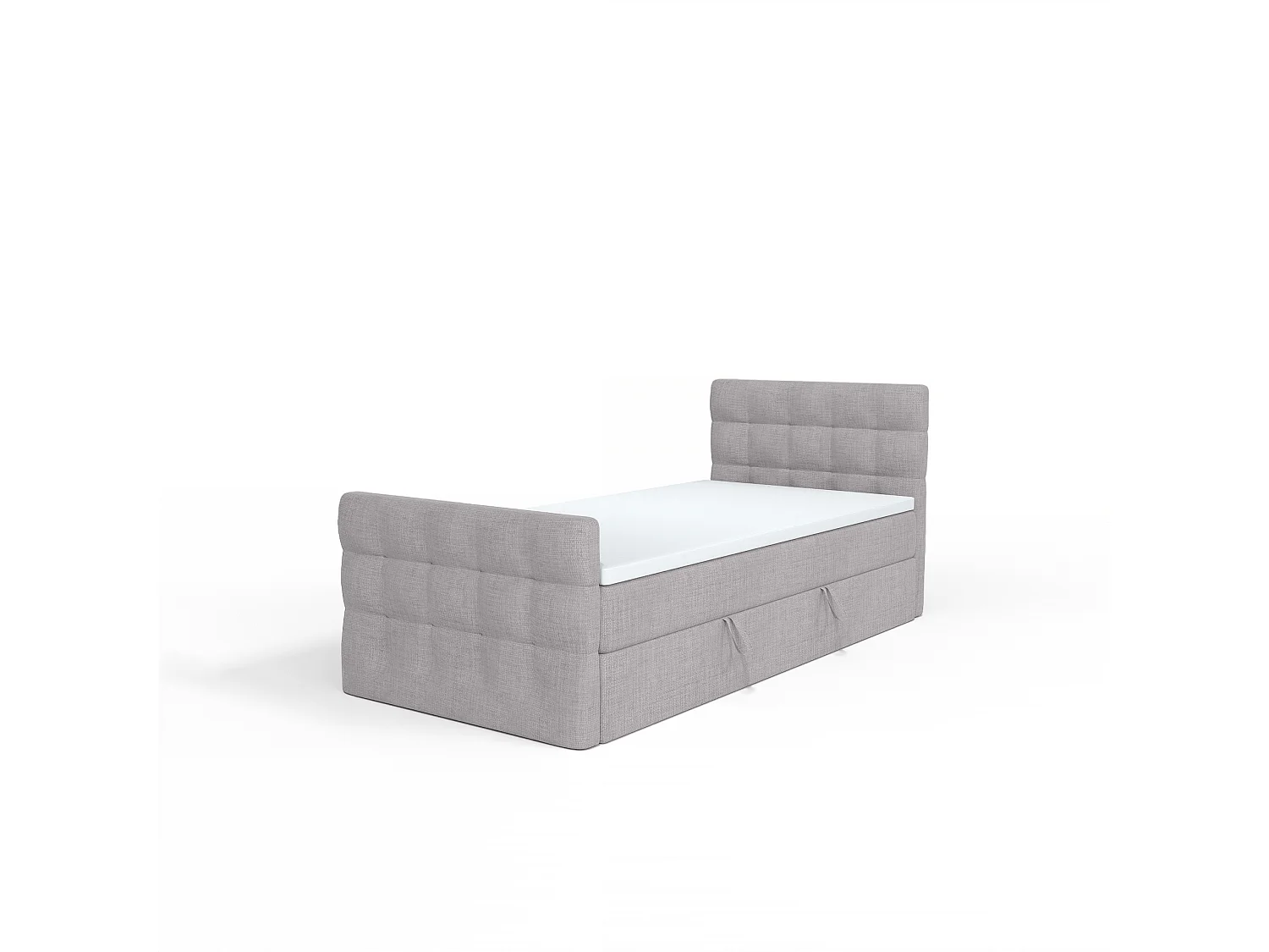 LIT BOXSPRING avec coffre de lit et surmatelas Loures Lux Mini côté droit 100x200 cm, gris (soro 90)