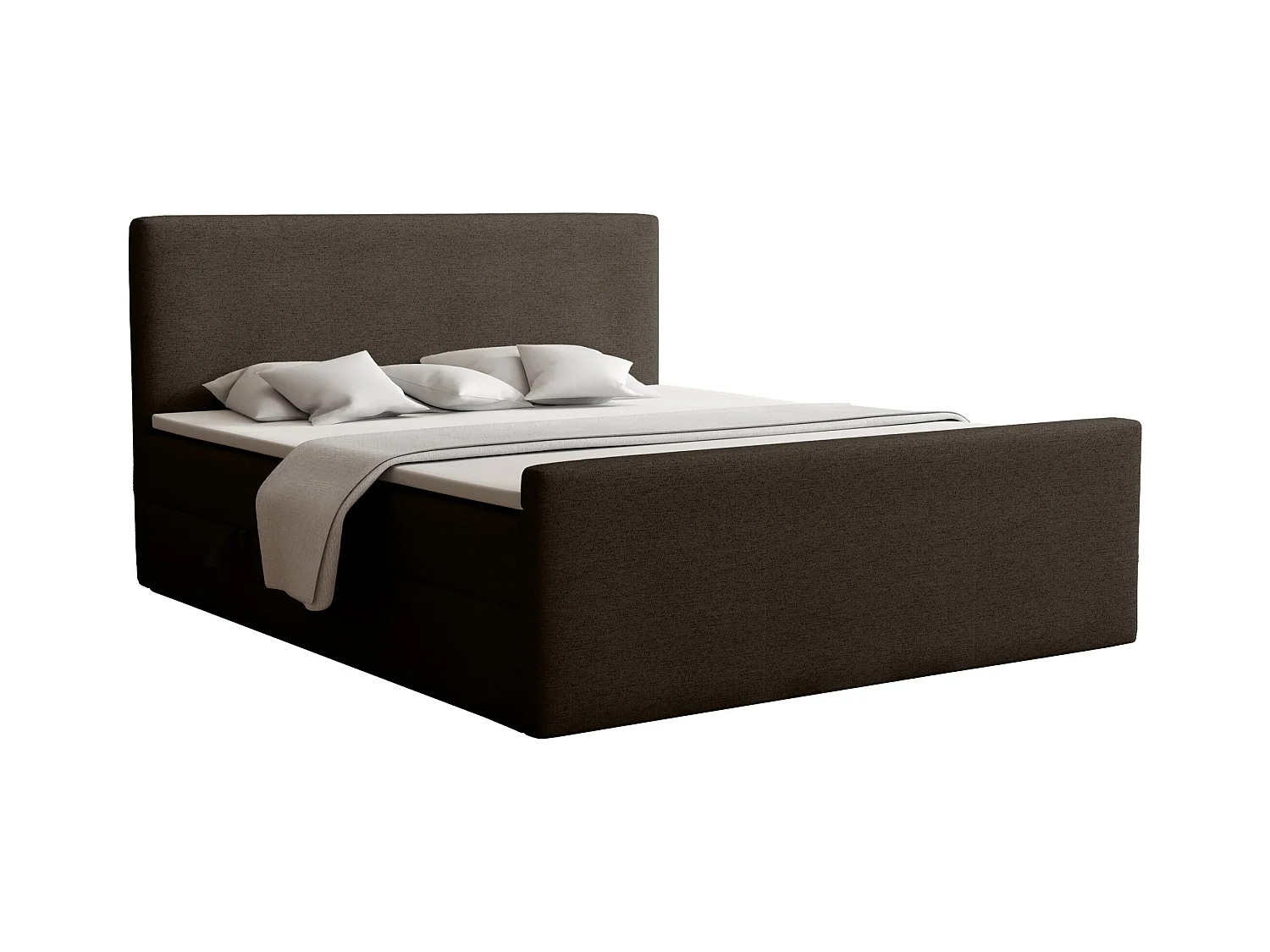 LIT BOXSPRING avec coffre de lit et surmatelas Vizela Lux 160x200 cm, (Riviera 28) Brun foncé