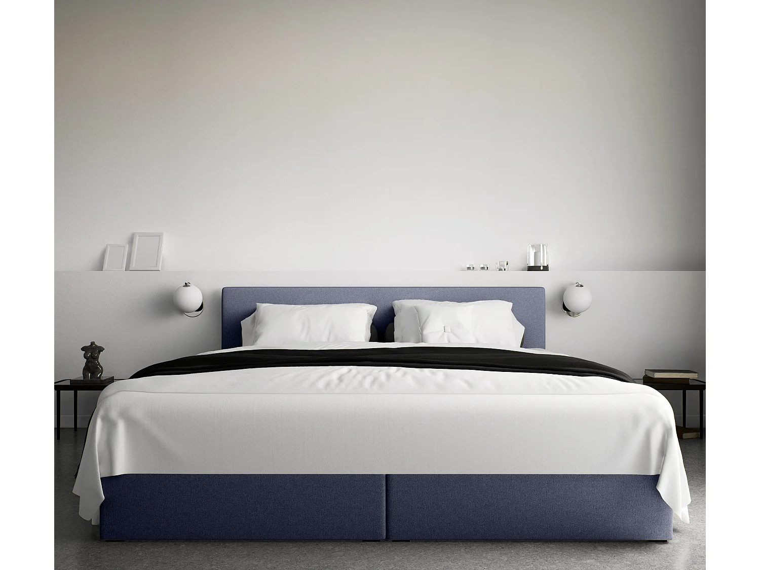 LIT BOXSPRING avec tête de lit Menorca Basic 180x200 cm, bleu