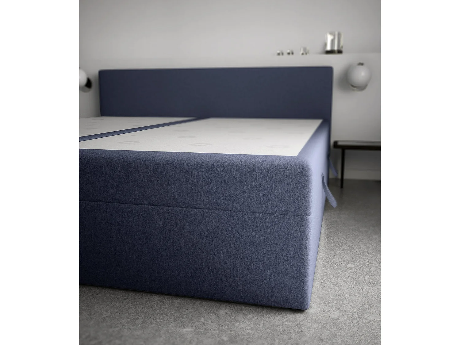 LIT BOXSPRING avec tête de lit Menorca Basic 180x200 cm, bleu
