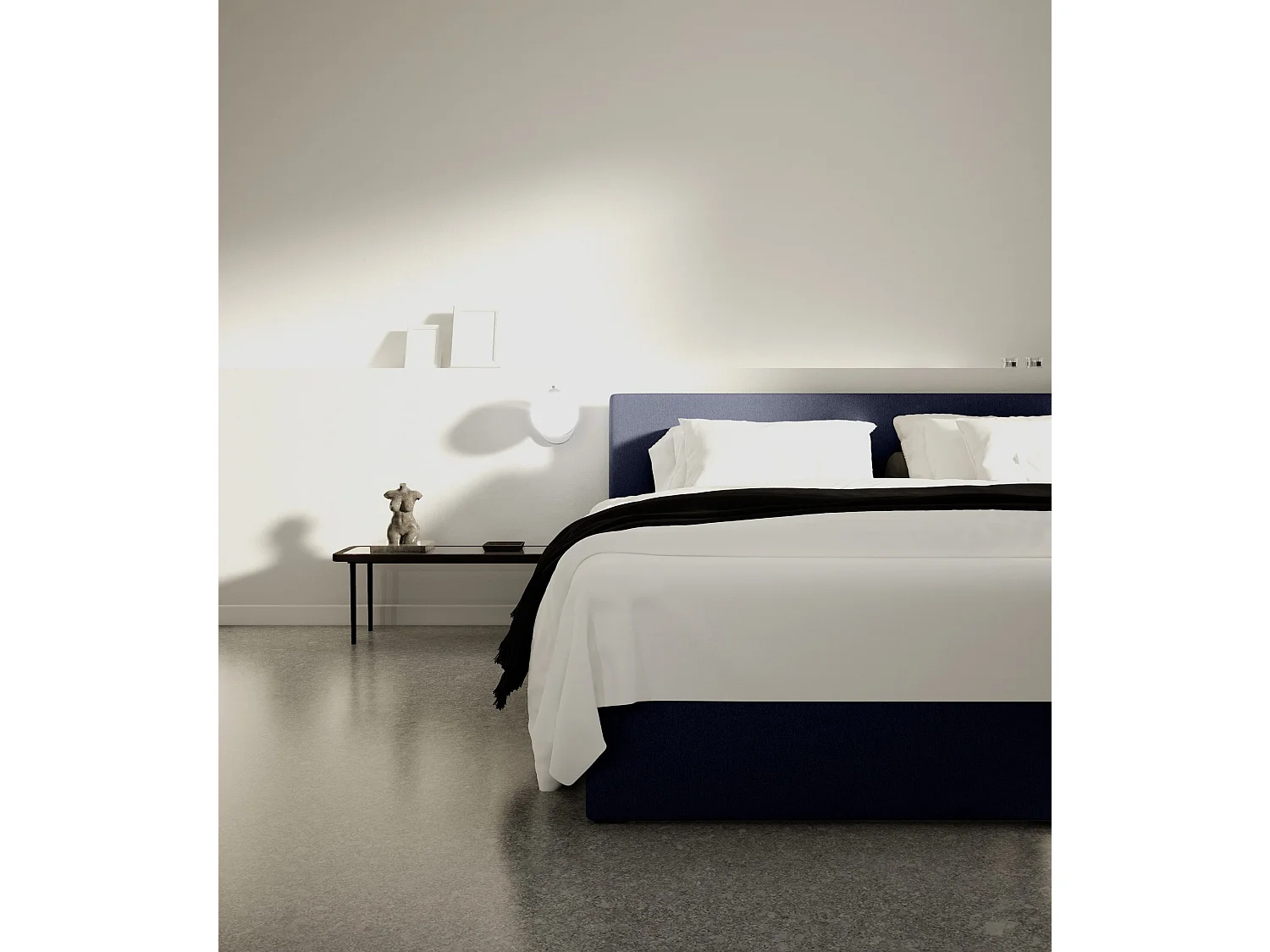 LIT BOXSPRING avec tête de lit Menorca Basic 180x200 cm, bleu