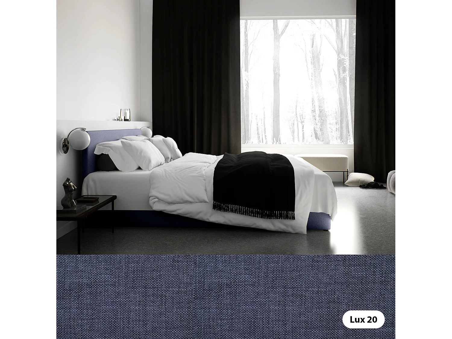 LIT BOXSPRING avec tête de lit Menorca Basic 180x200 cm, bleu