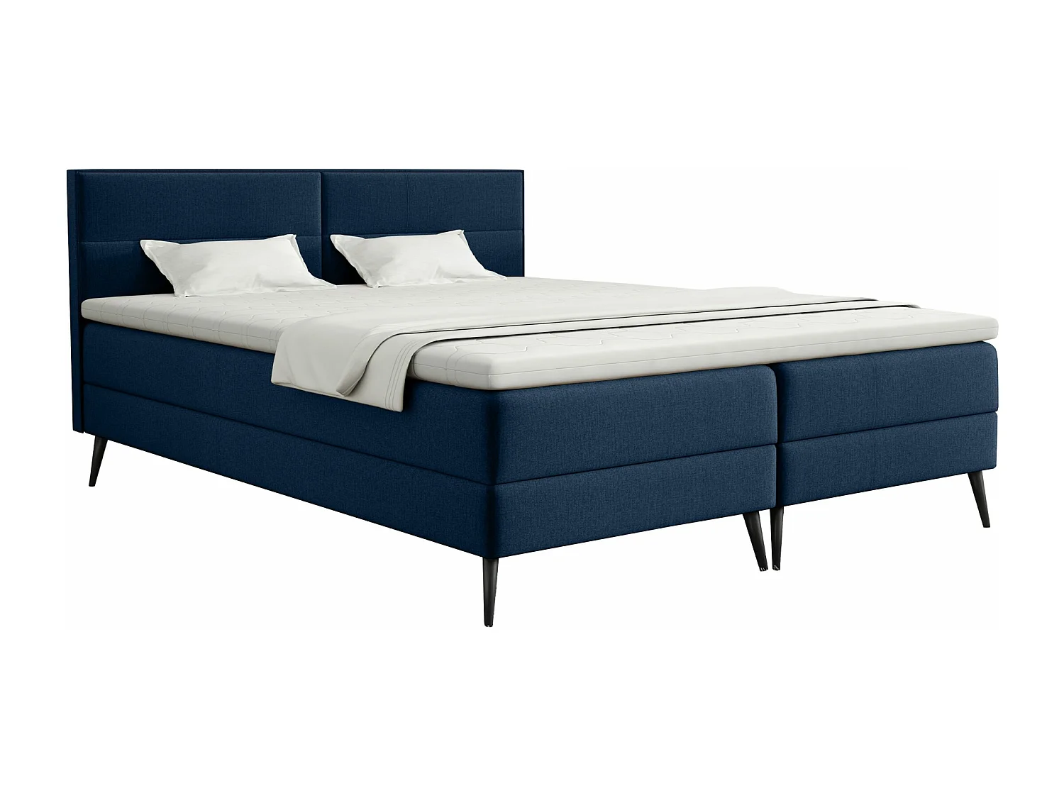 LIT BOXSPRING avec surmatelas Tomar 200x200 cm, Monolith 77 (Bleu foncé)