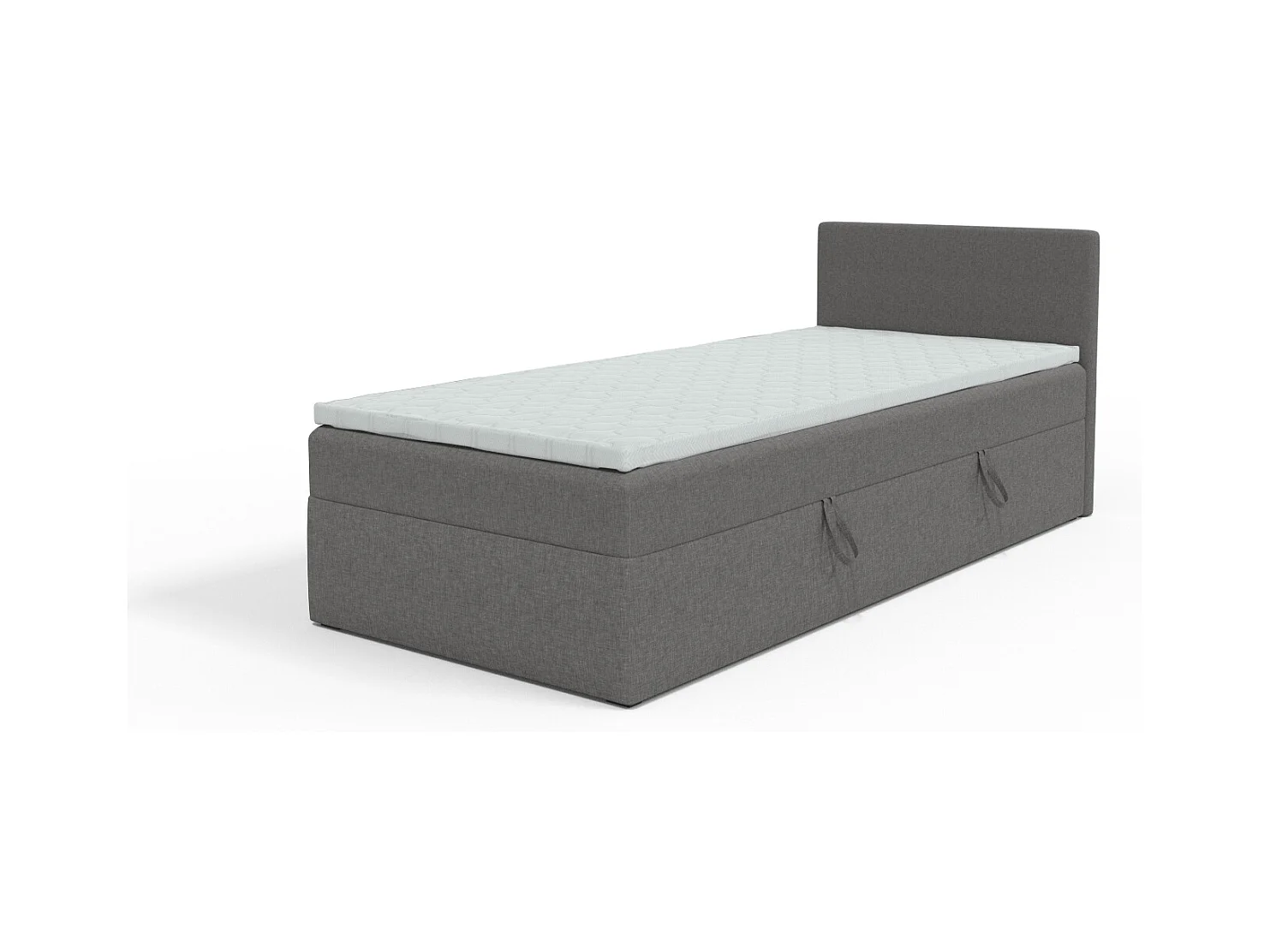 LIT BOXSPRING avec coffre de rangement et surmatelas Menorca mini 100x200 cm, gris
