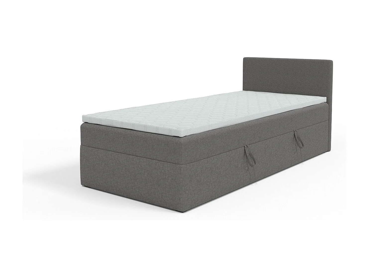 LIT BOXSPRING avec coffre de rangement et surmatelas Menorca mini 100x200 cm, gris